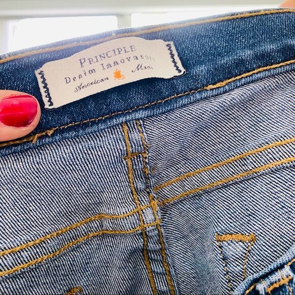 PRINCIPLE Blue  Wash Raw Step Hem Denim Skinny Ankle High Rise Denim Jeans 28 - Picture 5 of 9